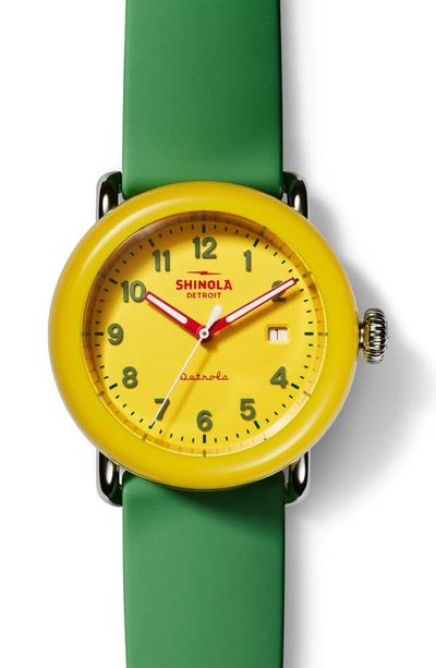 Shop Shinola Detrola Crayola Silicone Strap Watch, 38mm In Yellow