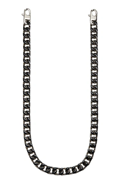 Shop Amiri Enamel Wallet Chain In Black/ Silver