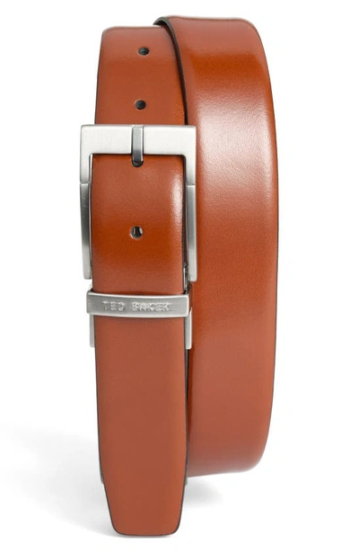 Shop Ted Baker Reversible Leather Belt In Tan/ Dark Brown