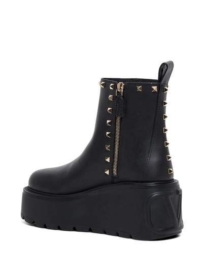 Shop Valentino Uniqueform Studded Leather Boots With Oversize Sole In Black
