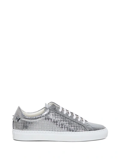 Givenchy Urban Street Monogram Metallic Leather Sneakers In Silver 