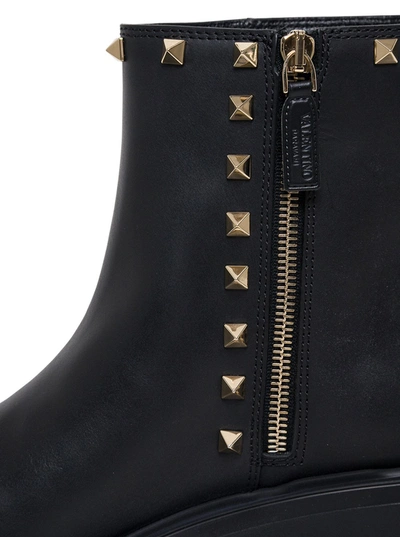 Shop Valentino Uniqueform Studded Leather Boots With Oversize Sole In Black