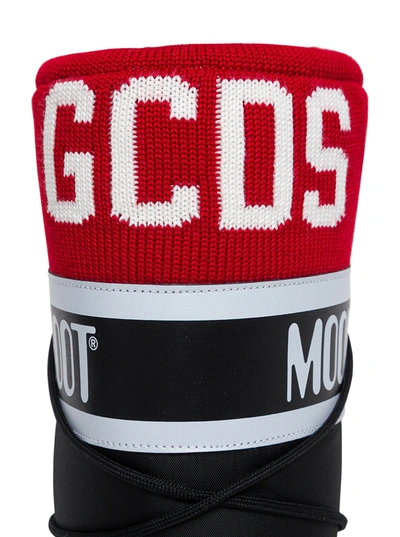 Shop Gcds Nylon Moon Boot With  Knitted Band Detail In Multicolor