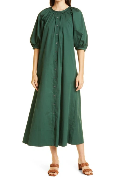 Shop Staud Vincent Puff Sleeve Maxi Dress In Cypress