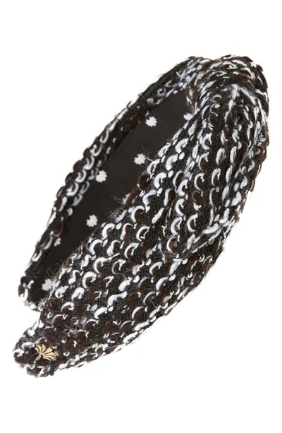 Shop Lele Sadoughi Abstract Leopard Knotted Headband In Black And White