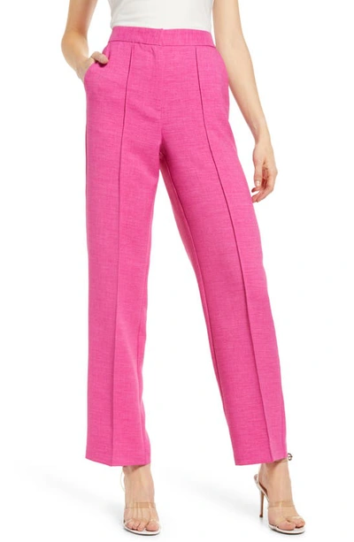 Shop Topshop Seamed Straight Leg Trousers In Bright Pink