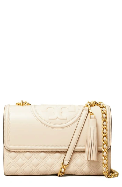 Shop Tory Burch Fleming Leather Convertible Shoulder Bag In New Cream