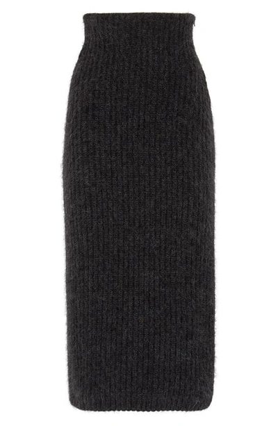 Shop Fendi Mohair Blend Knit Midi Skirt In Jezebel