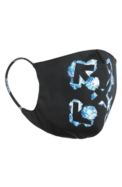 Shop Off-white Floral Arrow Logo Adult Face Mask In Black Blue