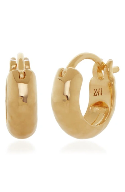 Shop Monica Vinader Siren Huggie Hoop Earrings In Gold Plate