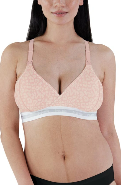 Shop Bravado Designs Original Organic Cotton Blend Maternity/nursing Bra In Pink Leopard