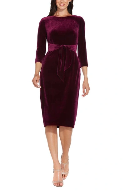Shop Adrianna Papell Stretch Velvet Body-con Dress In Burgundy