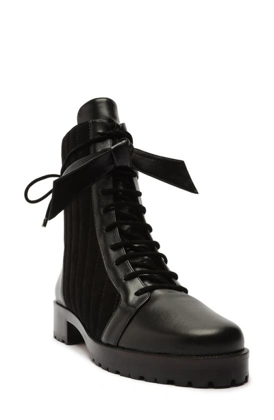 Shop Alexandre Birman Clarita Quilted Combat Boot In Black