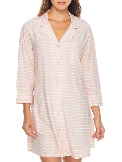 Shop Bare Necessities Cooling Light Nights Sleep Shirt In Sepia Rose Stripe