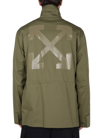 Shop Off-white "arrow" Shirt Jacket In Green