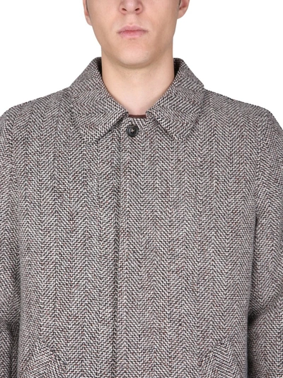 Ivan Herringbone Wool-tweed Coat In Charcoal