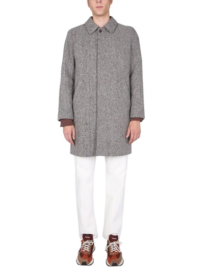 Ivan Herringbone Wool-tweed Coat In Charcoal