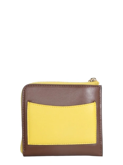 Shop Stella Mccartney Wallet With Logo And Zip In Brown