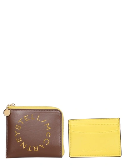 Shop Stella Mccartney Wallet With Logo And Zip In Brown