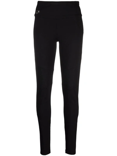 Shop Philipp Plein Logo Skinny-fit Leggings In Black