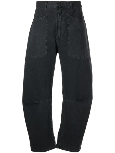 Shop Nili Lotan Curved-leg Denim Jeans In Grau