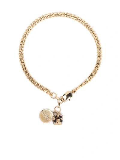 Shop Alexander Mcqueen Skull-charm Bracelet In Gold