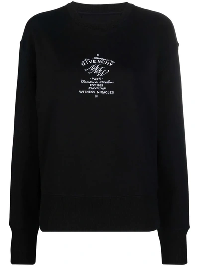 Shop Givenchy Logo-embroidered Cotton Sweatshirt In Schwarz