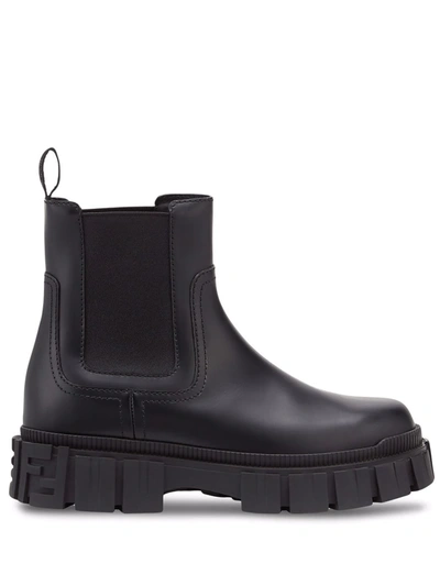 Shop Fendi Force Chelsea Boots In Black