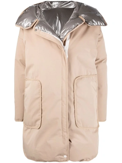 Shop Yves Salomon Padded Metallic-lined Jacket In Nude