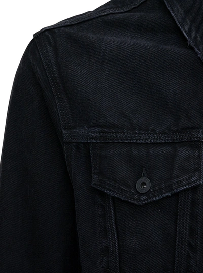 Shop Off-white Black Denim Jacket With Negative Mark Back Print