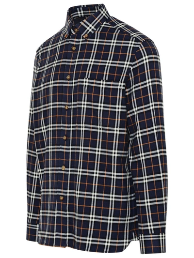 Shop Burberry Camicia Cranfors Check Blu In Navy