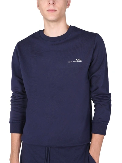 Shop Apc Sweatshirt With Logo In Blue