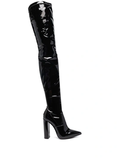 Shop Le Silla Megan Thigh-high Leather Boots In Black