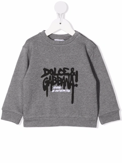 Dolce & Gabbana Baby's Dripping Logo Crewneck Sweatshirt In Grey