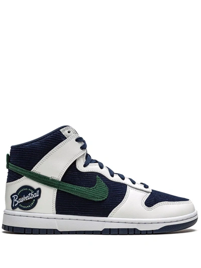 Shop Nike Dunk High Prm Emb "college Navy/noble Green" Sneakers In Blue