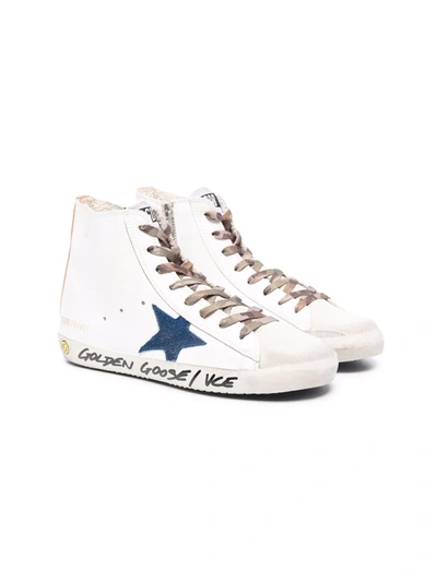 Shop Golden Goose Teen High-top Trainers In White