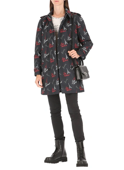 Shop Love Moschino Coats In F.nero/log.bco