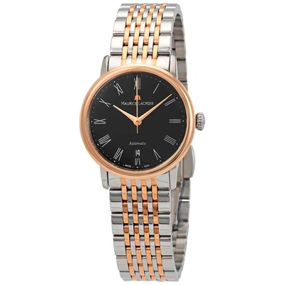 Shop Maurice Lacroix Les Classiques Tradition Automatic Black Dial Ladies Watch Lc6063-ps103-310 In Black,gold Tone,pink,rose Gold Tone,silver Tone