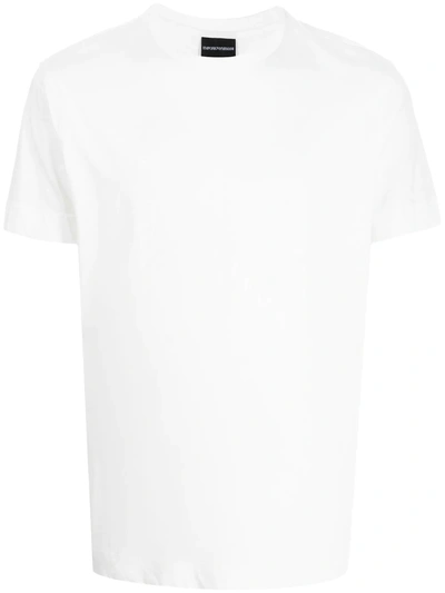 Shop Emporio Armani Round Neck Short-sleeved T-shirt In Weiss