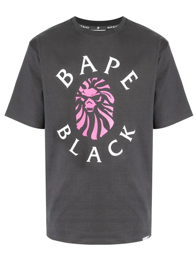 Shop Bape Black *a Bathing Ape® Logo Print T-shirt In Grau