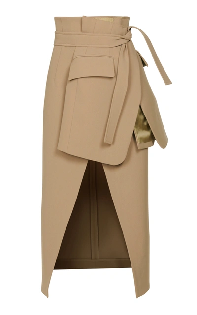 Shop A.w.a.k.e. Women's Belted Crepe Midi Skirt In Neutral