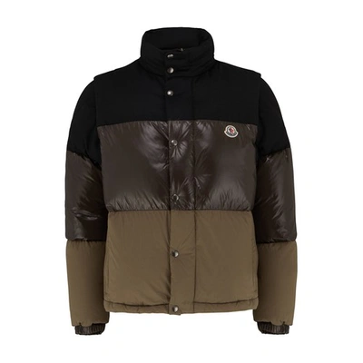 Moncler Mens Black Brown Aveillan Padded Shell-down Jacket 38 In Black