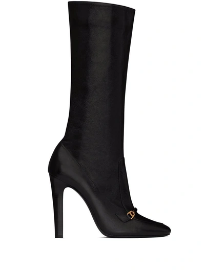 Shop Saint Laurent Camden Square-toe Boots In Black