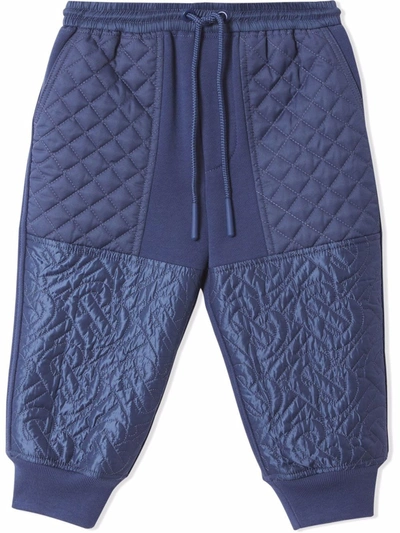 Shop Burberry Monogram Quilted-panel Track Pants In Blue
