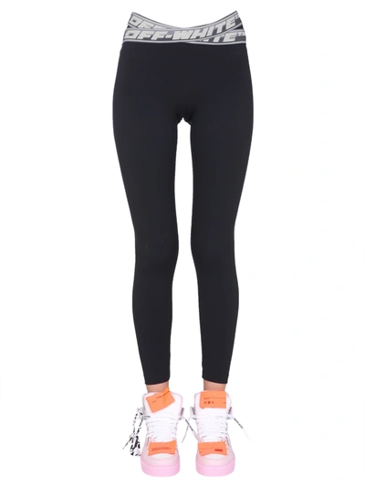 Shop Off-white Leggings With Logo Band In Nero