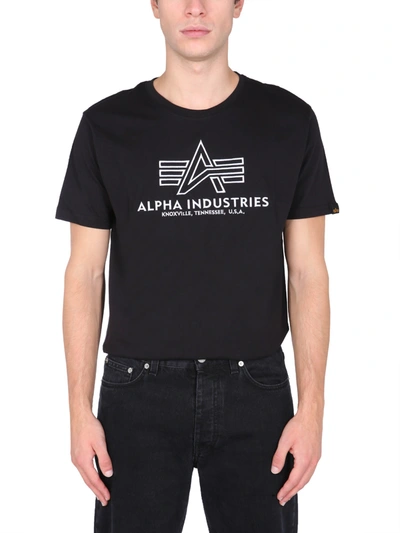 Shop Alpha Industries T-shirt With Embroidered Logo In Nero