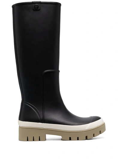 Tory Burch Ridged Rubber Sole Boots In Schwarz