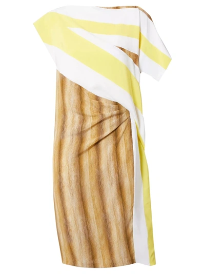 Shop Burberry Flag And Animal Print Silk Asymmetric Dress