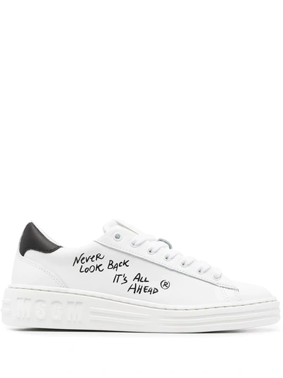 Shop Msgm Low-top Slogan Trainers In 白色