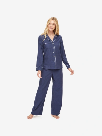 Shop Derek Rose Women's Pyjamas Balmoral 3 Brushed Cotton Navy